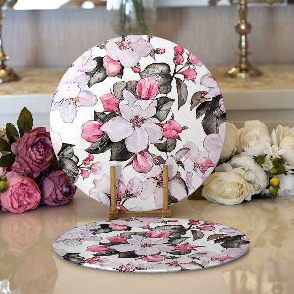 - Supla2li-2472-Gorsel1 - Realhomes  Realhomes Toplu Kavaniçe Çiçek Dijital Baskılı Modern 2'li Yuvarlak Servis Altlığı - Supla Realhomes