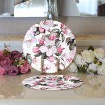 - Supla2li-2472-Gorsel3 - Realhomes  Realhomes Toplu Kavaniçe Çiçek Dijital Baskılı Modern 2'li Yuvarlak Servis Altlığı - Supla Realhomes