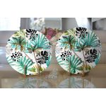 - Supla2li-2477-Gorsel2 - Realhomes Realhomes Siyah Puanlı Mavi Palmiye Modern Dijital Baskılı 2'li Yuvarlak Servis Altlığı - Supla Realhomes