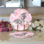 - Supla2li-2479-Gorsel3 - Realhomes Realhomes Palmiye Esintisi Temalı Dijital Baskılı Modern 2'li Yuvarlak Servis Altlığı - Supla Realhomes