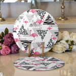 Realhomes Puanlı Temalı Flamingo Desenli Dijital Baskılı Modern 2'li Yuvarlak Servis Altlığı - Supla Realhomes