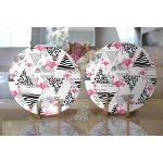 Realhomes Puanlı Temalı Flamingo Desenli Dijital Baskılı Modern 2'li Yuvarlak Servis Altlığı - Supla Realhomes