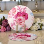 Realhomes Pudra Çiçekler Temalı Dijital Baskılı Modern 2'li Yuvarlak Servis Altlığı - Supla Realhomes