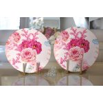 Realhomes Pudra Çiçekler Temalı Dijital Baskılı Modern 2'li Yuvarlak Servis Altlığı - Supla Realhomes