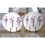 - Supla2li-2494-Gorsel2 - Realhomes Realhomes Mor Renk Anahtar Motifli Çiçek Desenli Çizgili Modern 2'li Yuvarlak Servis Altlığı - Supla Realhomes