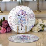 Realhomes Mavi-Mor Renk İşleyen Çarklar Motifli Modern 2'li Yuvarlak Servis Altlığı - Supla Realhomes