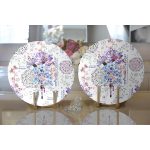 Realhomes Mavi-Mor Renk İşleyen Çarklar Motifli Modern 2'li Yuvarlak Servis Altlığı - Supla Realhomes