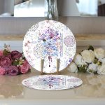 Realhomes Mavi-Mor Renk İşleyen Çarklar Motifli Modern 2'li Yuvarlak Servis Altlığı - Supla Realhomes