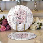 - Supla2li-2496-Gorsel1 - Realhomes Realhomes Pudra Renk İşleyen Çarklar Motifli Modern 2'li Yuvarlak Servis Altlığı - Supla Realhomes