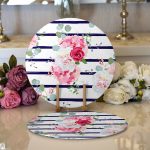 - Supla2li-2498-Gorsel1 - Realhomes  Realhomes Mavi Çizgiler Desenli Dijital Baskılı Modern 2'li Yuvarlak Servis Altlığı - Supla Realhomes