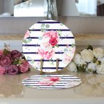 - Supla2li-2498-Gorsel3 - Realhomes  Realhomes Mavi Çizgiler Desenli Dijital Baskılı Modern 2'li Yuvarlak Servis Altlığı - Supla Realhomes