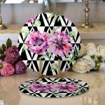 - Supla2li-2500-Gorsel1 - Realhomes Realhomes Geometrik Elmas Çizimli Dijital Baskılı Modern 2'li Yuvarlak Servis Altlığı - Supla Realhomes