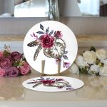 Realhomes Cep Saati Motifli Kuş Tüyü Desenli Modern 2'li Yuvarlak Servis Altlığı - Supla Realhomes