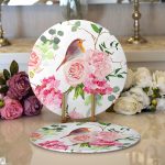 - Supla2li-2512-Gorsel1 - Realhomes Realhomes Renkli Kuş Motifli Dijital Baskılı Modern 2'li Yuvarlak Servis Altlığı - Supla Realhomes