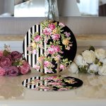 - Supla2li-2516-Gorsel3 - Realhomes Realhomes Siyah Beyaz Sütun Temalı Sümbül Motifli Modern 2'li Yuvarlak Servis Altlığı - Supla Realhomes