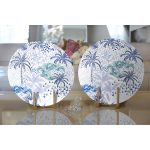 Realhomes Turkuaz Palmiye Çizimli Dijital Baskılı Modern 2'li Yuvarlak Servis Altlığı - Supla Realhomes