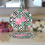 Realhomes Karışık Desenli Gül Dijital Baskılı Modern 2'li Yuvarlak Servis Altlığı - Supla Realhomes