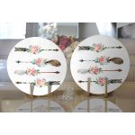 Realhomes Çiçekli Mızrak Motifli Dijital Baskılı Modern 2'li Yuvarlak Servis Altlığı - Supla Realhomes