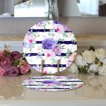 - Supla2li-2528-Gorsel3 - Realhomes Realhomes Sümbül Desenli Yatay Çizgili Modern 2'li Yuvarlak Servis Altlığı - Supla Realhomes