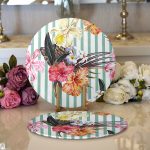 Realhomes Şerit Temalı Sardunya Dijital Baskılı Modern 2'li Yuvarlak Servis Altlığı - Supla Realhomes