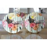 Realhomes Şerit Temalı Sardunya Dijital Baskılı Modern 2'li Yuvarlak Servis Altlığı - Supla Realhomes