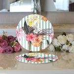 Realhomes Şerit Temalı Sardunya Dijital Baskılı Modern 2'li Yuvarlak Servis Altlığı - Supla Realhomes