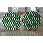 Realhomes Zigzag Zebra Temalı Yaprak Çizimli Dijital Baskılı Modern 2'li Yuvarlak Servis Altlığı - Supla Realhomes