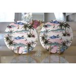 Realhomes Palmiye Motifli Ada Desenli Dijital Baskılı Modern 2'li Yuvarlak Servis Altlığı - Supla Realhomes