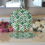 Realhomes Zigzag Siyah Beyaz Şerit Temalı Yaprak Çizimi Modern 2'li Yuvarlak Servis Altlığı - Supla Realhomes