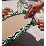 Realhomes Zigzag Siyah Beyaz Şerit Temalı Yaprak Çizimi Modern 2'li Yuvarlak Servis Altlığı - Supla Realhomes