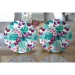 Realhomes Turkuaz Temalı Eflatun Çiçek Desenli Modern 2'li Yuvarlak Servis Altlığı - Supla Realhomes