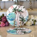 - Supla2li-2542-Gorsel1 - Realhomes Realhomes Palmiye Desenli Gezegen Dijital Baskılı Modern 2'li Yuvarlak Servis Altlığı - Supla Realhomes