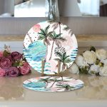 - Supla2li-2542-Gorsel3 - Realhomes Realhomes Palmiye Desenli Gezegen Dijital Baskılı Modern 2'li Yuvarlak Servis Altlığı - Supla Realhomes