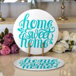 - Supla2li-2556-Gorsel1 - Realhomes Realhomes Turkuaz Home Sweet Home Dijital Baskılı Modern 2'li Yuvarlak Servis Altlığı - Supla Realhomes