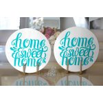 - Supla2li-2556-Gorsel2 - Realhomes Realhomes Turkuaz Home Sweet Home Dijital Baskılı Modern 2'li Yuvarlak Servis Altlığı - Supla Realhomes