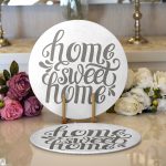 Realhomes Gri Home Sweet Home Modern Dijital Baskılı 2'li Yuvarlak Servis Altlığı - Supla Realhomes