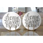 Realhomes Gri Home Sweet Home Modern Dijital Baskılı 2'li Yuvarlak Servis Altlığı - Supla Realhomes