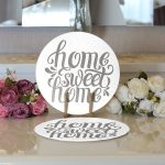 Realhomes Gri Home Sweet Home Modern Dijital Baskılı 2'li Yuvarlak Servis Altlığı - Supla Realhomes