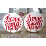 Realhomes Kırmızı Home Sweet Home Dijital Modern 2'li Yuvarlak Servis Altlığı - Supla Realhomes