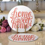 - Supla2li-2561-Gorsel1 - Realhomes Realhomes Nar Renk Home Sweet Home Dijital Baskılı Modern 2'li Yuvarlak Servis Altlığı - Supla Realhomes