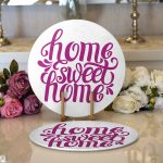 Realhomes Eflatun Home Sweet Home Dijital Baskılı Modern 2'li Yuvarlak Servis Altlığı - Supla Realhomes