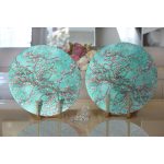 Realhomes Yağlı Boya Yeşil Ağaç Motifleri Dijital Baskılı Modern 2'li Yuvarlak Servis Altlığı - Supla Realhomes