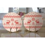 Realhomes Kanaviçe Motifli Yılbaşı Temalı Dijital Baskılı Modern 2'li Yuvarlak Servis Altlığı - Supla Realhomes