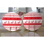 Realhomes Merry Christmas Kanaviçe Görünümlü Geyikler Dijital Baskılı Modern 2'li Yuvarlak Servis Altlığı - Supla Realhomes