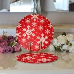 - Supla2li-3031-Gorsel3 - Realhomes Realhomes Beyaz Kar Taneleri Motifli Dijital Baskılı Modern 2'li Yuvarlak Servis Altlığı - Supla Realhomes