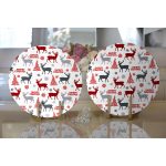 Realhomes Yılbaşı Geyik ve Ağaçlar Temalı Modern 2'li Yuvarlak Servis Altlığı - Supla Realhomes