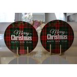 - Supla2li-3036-Gorsel2 - Realhomes  Realhomes Ekose Zeminde Merry Christmas Dijital Baskılı Modern 2'li Yuvarlak Servis Altlığı - Supla Realhomes