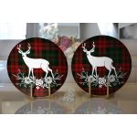 - Supla2li-3037-Gorsel2 - Realhomes  Realhomes Ekose Zeminde Yılbaşı Geyik Temalı Dijital Baskılı Modern 2'li Yuvarlak Servis Altlığı - Supla Realhomes