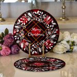 - Supla2li-3045-Gorsel1 - Realhomes Realhomes Ekose Merry Christmas Desenli Dijital Baskılı Modern 2'li Yuvarlak Servis Altlığı - Supla Realhomes