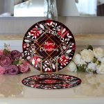 - Supla2li-3045-Gorsel3 - Realhomes Realhomes Ekose Merry Christmas Desenli Dijital Baskılı Modern 2'li Yuvarlak Servis Altlığı - Supla Realhomes